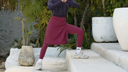 Burgundy activewear modest sport skirt with integrated leggings by ANAVA
