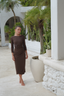 Elegant Adaya dark brown swim set with real wrap skirt offering full modest coverage
