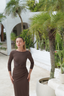 Stylish Adaya dark brown swim set with real skirt overlay providing modest and comfortable coverage