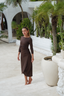 Modest fit Adaya dark brown swimwear set with real wrap skirt ideal for conservative beachwear