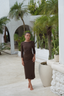Adaya dark brown padded swim set with adjustable wrap skirt for full modest coverage