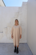 Eva Modest Ribbed T-Shirt Dress – Cream