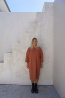 Eva Modest Ribbed T-Shirt Dress – Caramel