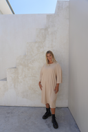 Eva Modest Ribbed T-Shirt Dress – Cream