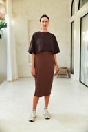 Jia Modest Ribbed Dress Set – Brown