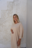 Eva Modest Ribbed T-Shirt Dress – Cream