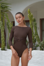 Adaya swim set with real wrap skirt - Dark Brown