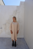 Eva Modest Ribbed T-Shirt Dress – Cream