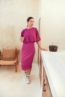 Jia Modest Ribbed Dress Set – Fuchsia