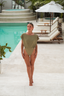 Olive Elena modest one-piece swimsuit, ideal for full coverage and comfortable beach or poolwear