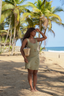 Lia olive modest swim set with Sia long wrap skirt providing full coverage for conservative beachwear