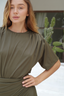 Military green Mona swim set with Ana wrap skirt, modest full coverage swimwear for pool and beach