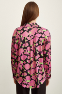 Back view of the modest Satin Shirt in Pink Floral print.