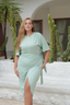 Lichen Mona swim set with Ana wrap skirt, modest swimwear with wrap skirt for full coverage beachwear
