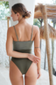 Khaky shiny Naya swim set with Elina skirt, modest summer swimwear for stylish beachwear and pool days