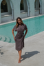 Alejandra Swim Dress in bronze by Anava Paris, modest and flattering swim dress for women