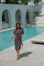 Bronze swim dress from Anava Paris, modest swimwear from the new collection