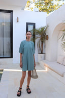 Kaia modest jersey dress with butterfly sleeves in jade
