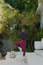Modest fitness skirt in muted wine designed for activewear that combines performance and modesty.
