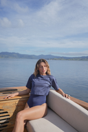 Naya Cropped Swim Cover Top in Navy Shinny – Layer it over your swimsuit for stylish coverage