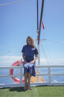 Sofia Modest Swimsuit Skirt in Navy Shiny – Wrap-style skirt ideal for modest swimwear layering