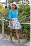 Ella Floral set - Parisian blue - ANAVA PARIS Back view of the Ella Modest One-Piece Swimsuit in Parisian Blue showing the elegant coverage.
