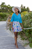 Ella Floral set - Parisian blue - ANAVA PARIS Front view of the Ella Modest One-Piece Swimsuit in Parisian Blue by Anava Paris.